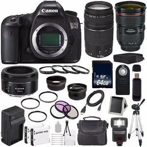 Canon EOS 5DS DSLR Camera (International Model) 0581C002 + Canon EF 24-70mm f/2.8L II USM Lens + Charger Bundle