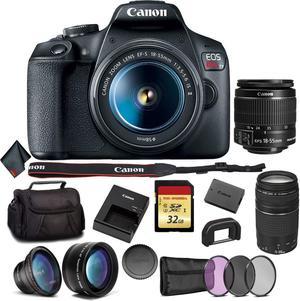 Canon EOS Rebel T7 DSLR Camera Bundle with 2 Lenses ( 18-55 + 75-300mm Lens ) + Angle Lens + More