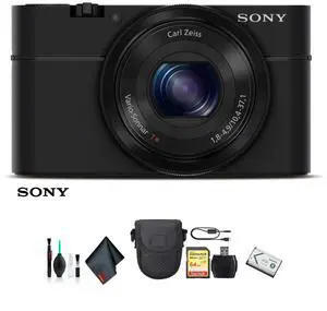 Sony Cyber-shot DSC-RX100 Camera DSCRX100/B With Soft Bag, 64GB Memory Card, Card Reader , Plus Essential Accessories
