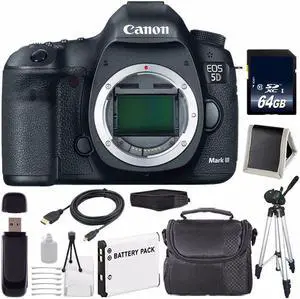 Canon EOD 5D III Digital Camera International Model + LP-E6 Battery + 64GB Class 10 Card Bundle