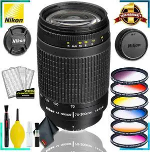 Nikon AF NIKKOR 70-300mm f.4-5.6G (Intl Model) + Vivitar Graduated Color Filter Set + Cleaning Kit