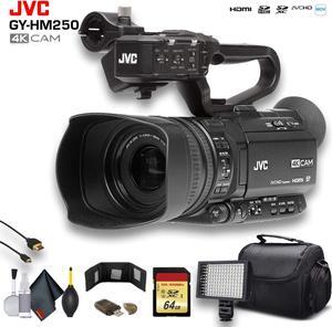 JVC UHD 4K Streaming Camcorder W/ 64GB Memory Card, HDMI Cable, Case, LED Light, Cleaning Kit and more. Professional Bundle