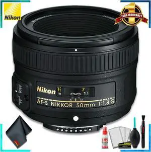 Nikon AF-S NIKKOR 50mm f/1.8G Camera Lens (Intl Model) + Cleaning Kit