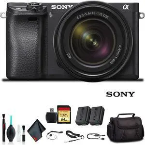 Sony Alpha a6500 Mirrorless Camera with 16-50mm Lens ILCE6500KIT With Soft Bag, Additional Battery, 64GB Memory Card, Card Reader , Plus Essential Accessories