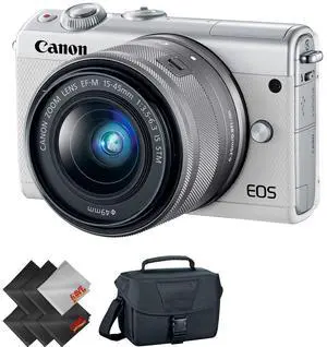 Canon EOS M100 Mirrorless Digital Camera with 15-45mm Lens (White) + 1 Year Warranty
