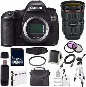 Canon EOS 5DS DSLR Camera (International Model ) 0581C002 + Canon EF 24-70mm f/2.8L II USM Lens + LP-E6 Battery + 64GB SDXC Class 10 Memory Card Bundle