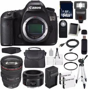 Canon EOS 5DS DSLR Camera (International Model) 0581C002 + EF 24-70mm f/4L IS USM Lens + EF 50mm f/1.8 Lens Bundle