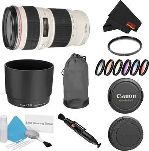 Canon EF 70-200mm f/4L USM Lens Bundle w/UV Filter Color Multicoated 6 Piece Filter Kit (International Model)
