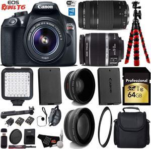 Canon EOS Rebel T6 DSLR Camera with 18-55mm IS II Lens & 75-300mm III Lens + LED + Wide Angle & Telephoto Lens + UV FLD CPL Filter Kit + Camera Case + Tripod + Card Reader + Bundle (Intl Model)