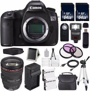 Canon EOS 5DS R DSLR Camera (International Model ) 0582C002 + Canon EF 24-105mm f/4L IS USM Lens + LP-E6 Battery + External Rapid Charger + 64GB SDXC Class 10 Memory Card Bundle