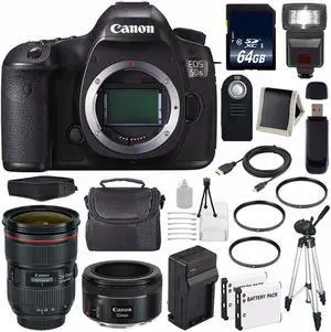 Canon EOS 5DS DSLR Camera (International Model) 0581C002 + EF 24-70mm f/2.8L II USM Lens + 64GB SDXC Card Bundle