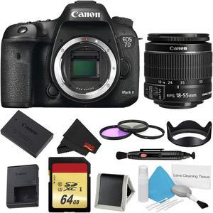 Canon EOS 7D Mark II DSLR Camera Body Only 3 Piece Filter Bundle w/ Memory & 18-55mm Lens (International Model)
