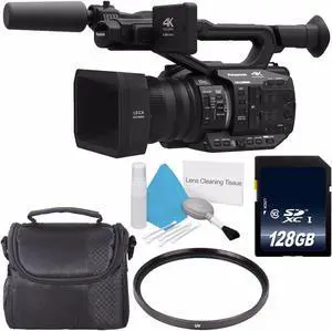 Panasonic AG-UX90 4K/HD Professional Camcorder + 128GB SDXC Class 10 Memory Card + 67mm UV Filter + Deluxe Cleaning Kit + Carrying Case Bundle (Intl Model)