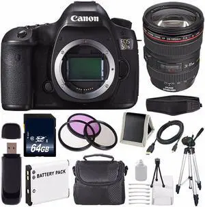 Canon EOS 5DS DSLR Camera (International Model) 0581C002 + Canon EF 24-105mm f/4L IS USM Lens + LP-E6 Battery Bundle
