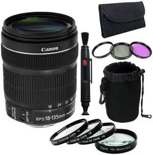 Canon EF-S 18-135mm f/3.5-5.6 IS STM Lens + 67mmFilter Kit + 67mm Macro Close Up Kit + Lens Pen Cleaner + Deluxe Lens Pouch Bulk Packaging Saver Bundle