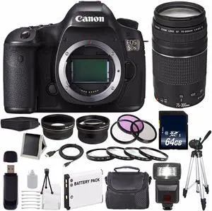 Canon EOS 5DS DSLR Camera (International Model) 0581C002 + Canon EF 75-300 III + 64GB SDXC Card Bundle