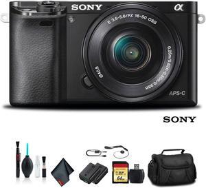 Sony Alpha a6000 Mirrorless Camera with 16-50mm Lens Black With Soft Bag, Tripod, Additional Battery, 64GB Memory Card, Card Reader , Plus Essential Accessories