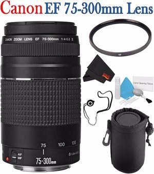 Canon EF 75-300mm f/4-5.6 III Telephoto Zoom Lens 6473A003 + 58mm UV Filter + Lens Cap Keeper + Deluxe Lens Pouch + Deluxe 3pc Lens Cleaning Kit Bundle