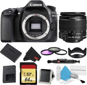Canon EOS 80D DSLR Camera Body Only 3 Piece Filter w/Memory Bundle (International Model)