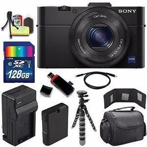 Sony Cyber-shot DSC-RX100M2 Digital Camera + Extra battery + Charger + 128GB Bundle 7 - International Version (No Warranty)
