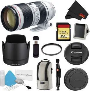 Canon EF 70-200mm f/2.8L is III USM Lens Bundle w/ 64GB Memory Card + Accessories, and UV Filter (International Model)