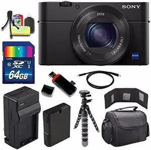 Sony Cyber-shot DSC-RX100M4 IV Digital Camera + Extra battery + Charger + 64GB Bundle 3 - International Version (No Warranty)