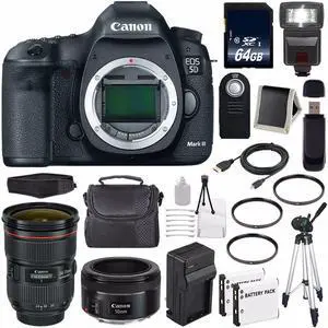 Canon EOD 5D III Digital Camera International Model + Canon EF 24-70mm f/2.8L II USM Lens + Charger Bundle