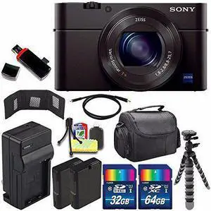 Sony Cyber-shot DSC-RX100M3 Digital Camera + Extra battery + Charger + 96GB Bundle 4 - International Version (No Warranty)
