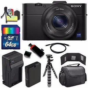 Sony Cyber-shot DSC-RX100M2 Digital Camera + Extra battery + Charger + 64GB Bundle 3 - International Version (No Warranty)