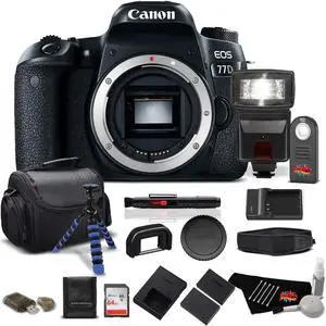 Canon EOS 77D DSLR Camera (Body Only) 24.2 MP CMOS - Pro Bundle - (Intl Model)