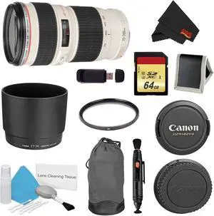 Canon EF 70-200mm f/4L USM Lens Bundle w/ 64GB Memory Card + Accessories UV Filter (International Model)