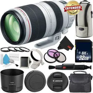 Canon EF 100-400mm f/4.5-5.6L IS II USM Lens International Version + 32GB SDHC Class 10 Memory Card + 77mm Macro Close Up Kit + Deluxe Cleaning Kit + Lens Pen Cleaner Bundle