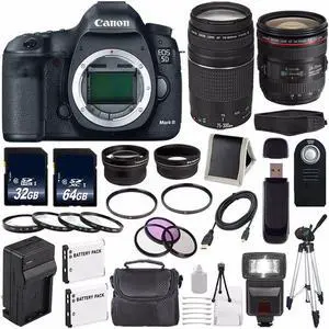 Canon EOD 5D III Digital Camera International Model + Canon EF 75-300 III + 64GB SDXC Card Bundle