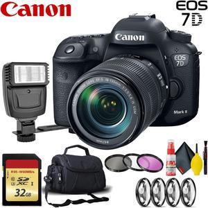 Canon EOS 7D Mark II DSLR Camera with 18-135mm f/3.5-5.6 IS USM Lens -Lens Kit  + 20.9 MP + Dual Digic 6 + Full HD  + 32 GB Memory Card + Filters + Flash + Camera Bag