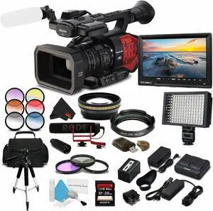 Panasonic AG-DVX200 4K Camcorder with Four Thirds Sensor and Integrated Zoom Lens + Sony 256GB Card + Extended Warranty + Light + Rode Video Mic + External Monitor and More - Movie Maker Bundle