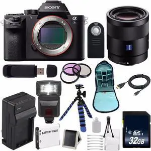 Sony Alpha a7S II a7S Mark II a7SII ILCE7SM2/B Mirrorless Digital Camera (International Model ) + Sony Sonnar T FE 55mm f/1.8 ZA Lens + 49mm Filter Kit 6AVE Bundle 87