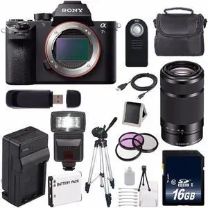 Sony Alpha a7S II a7S Mark II a7SII ILCE7SM2/B Mirrorless Digital Camera (International Model ) + Sony E 55-210mm f/4.5-6.3 OSS E-Mount Lens (Black) + 49mm Filter Kit 6AVE Bundle 121