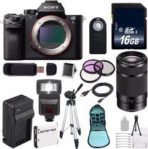 Sony Alpha a7S II a7S Mark II a7SII ILCE7SM2/B Mirrorless Digital Camera (International Model ) + Sony E 55-210mm f/4.5-6.3 OSS E-Mount Lens (Black) + 49mm Filter Kit 6AVE Bundle 111