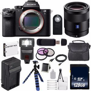 Sony Alpha a7S II a7S Mark II a7SII ILCE7SM2/B Mirrorless Digital Camera (International Model ) + Sony Sonnar T FE 55mm f/1.8 ZA Lens + 49mm Filter Kit 6AVE Bundle 99