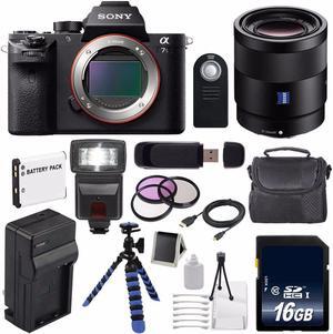 Sony Alpha a7S II a7S Mark II a7SII ILCE7SM2/B Mirrorless Digital Camera (International Model ) + Sony Sonnar T FE 55mm f/1.8 ZA Lens + 49mm Filter Kit 6AVE Bundle 96