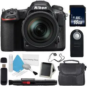 Nikon D500 DSLR Camera with 16-80mm Lens (International Model)  + Carrying Case + Universal Wireless Remote Shutter Release Bundle
