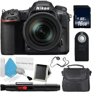 Nikon D500 DSLR Camera with 16-80mm Lens (International Model)  + Carrying Case + Universal Wireless Remote Shutter Release Bundle