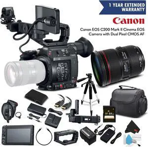 Canon EOS C200 Cinema Camera 2215C002 & 24-70mm f/2.8L II USM Lens with Memory Card, Case, Tripod - Starter Bundle