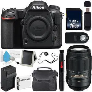 Nikon D500 DSLR Camera (Body Only) (International Model)  + Nikon AF-S DX 55-300mm f/4.5-5.6G ED VR Lens + Carrying Case + Universal Wireless Remote Shutter Release Bundle