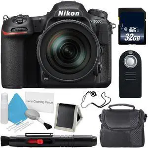 Nikon D500 DSLR Camera with 16-80mm Lens (International Model)  + Carrying Case + Universal Wireless Remote Shutter Release Bundle