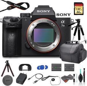 Sony Alpha a7 III Mirrorless Digital Camera (Body Only) Bundle - With Bag, Tripod, Extra Battery, 64GB Memory Card, Memory Card Reader and More