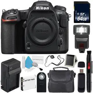 Nikon D500 DSLR Camera (Body Only) (International Model)  + Carrying Case + Universal Wireless Remote Shutter Release Bundle