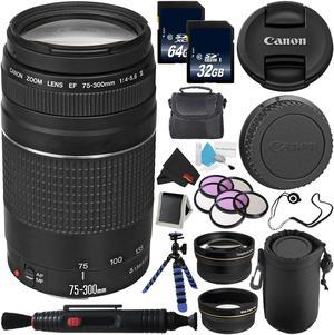 Canon EF 75-300mm f/4-5.6 III Telephoto Zoom Lens 6473A003 + Lens Pen Cleaner + Deluxe Lens Pouch + 58mm 3 Piece Filter Kit + Deluxe Cleaning Kit + Memory Card Wallet + MicroFiber Cloth Bundle