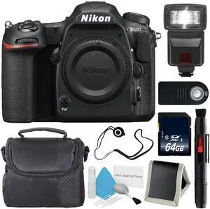 Nikon D500 DSLR Camera (Body Only) (International Model)  + Carrying Case + Universal Wireless Remote Shutter Release Bundle