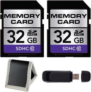 32GB SDHC Class 10 Memory Card + SD Card USB Reader + Memory Card Wallet Bundle (2-Pack)